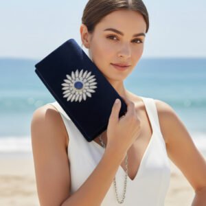 Royal Blue Velvet Book Bag: A Lapiz Gemstone Masterpiece