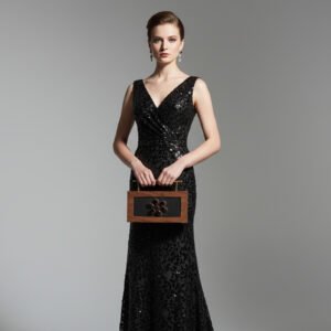 Earthen Glamour: Rectangular Leather Wooden Clutch with Top Handle Embellished with Onyx & Carnelian Gemstones