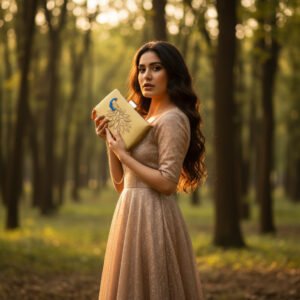 Regal Elegance: Peacock-Inlaid Classy Beige Velvet Rectangle Hand Clutch