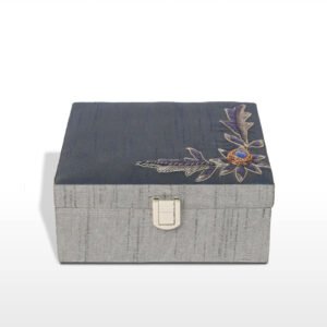 Handmade Christmas Evening Gift Box: A Masterpiece in Blue & Grey, Adorned with Gemstone Brilliance