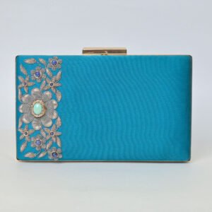 Women’s Floral Sky Blue Clutch Purse